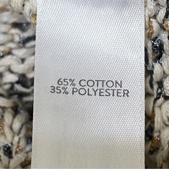 J Jill Open Knit V-Neck Sweater Petite Large Tan Black Boho Lagenlook Slouchy - Picture 5 of 7